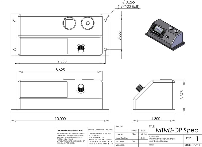 AWS MTMDP-2S Multi-Range Torque Tester with any 2 Transducers up to 1000 lbf-in