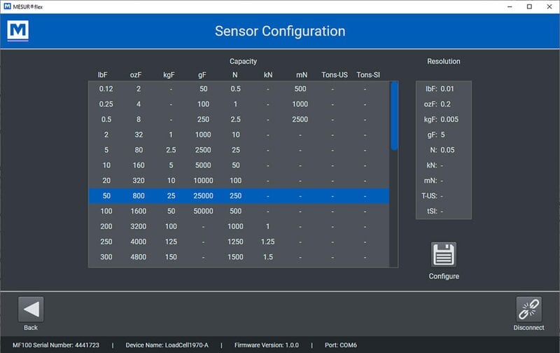 Mark-10 MF100 USB Sensor Interface with MESUR Flex