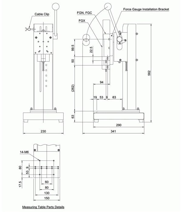 Shimpo FGS-100L Manual Hand-lever Force Test Stand, 200 lb Capacity