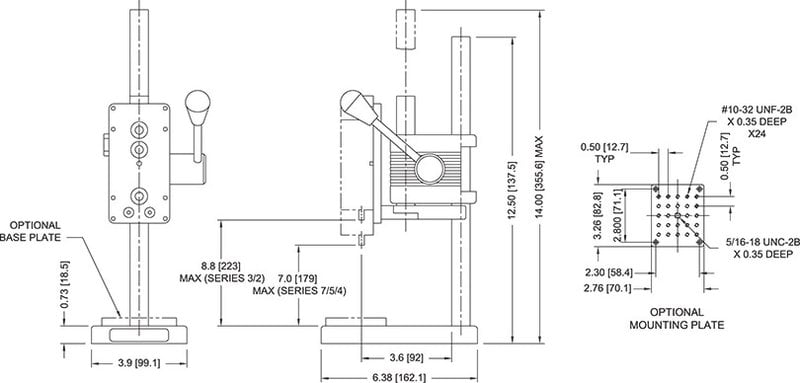 Mark-10 ES05 Mechanical / Manual Compression Test Stand, 30 Lb Capacity