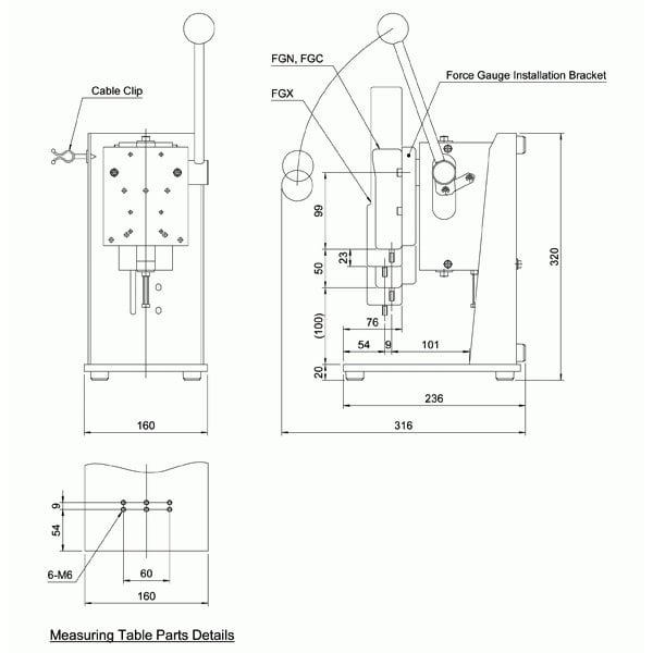 Shimpo FGS-50S Manual Lever Test Stand, 50lb Capacity