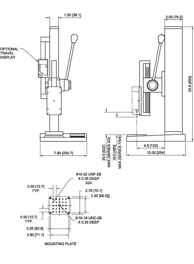 Mark-10 TSB100 Manual Lever-operated Test Stand, 100 Lb Capacity