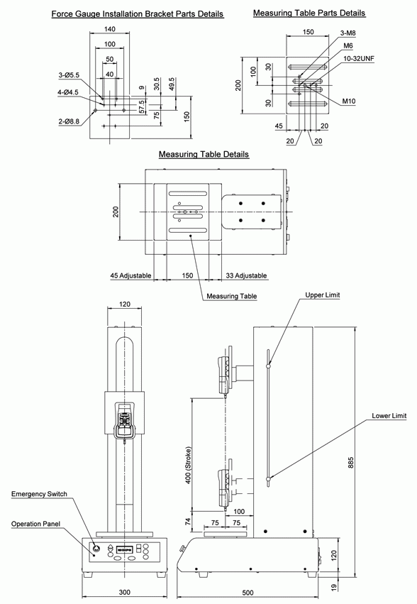 Shimpo FGS-220VC Force Test Stand with 220 lbs Capacity
